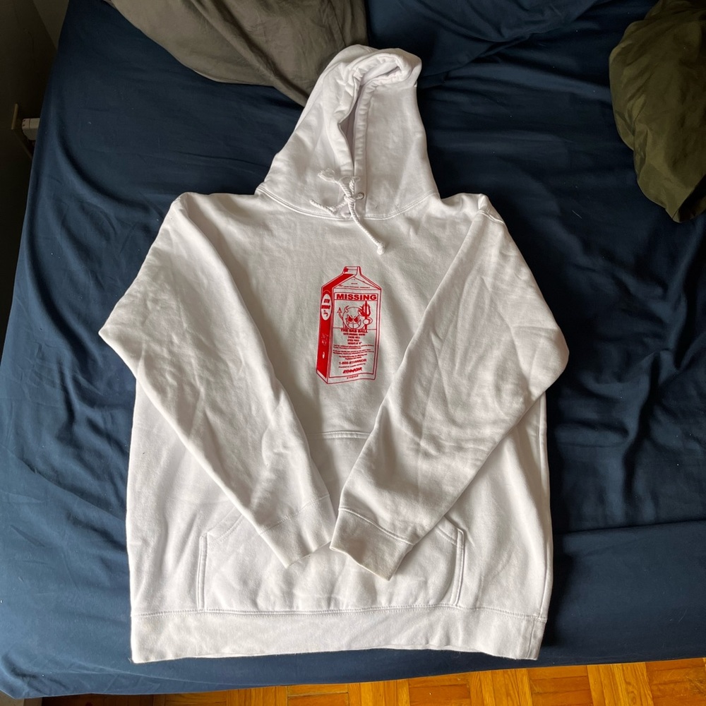 8thwndr White Thick Puffy printed hoodie